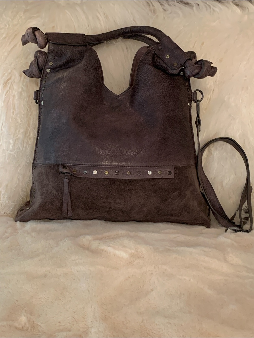 Free People Valencia Leather Tote Crossbody Gray - Picture 2 of 13